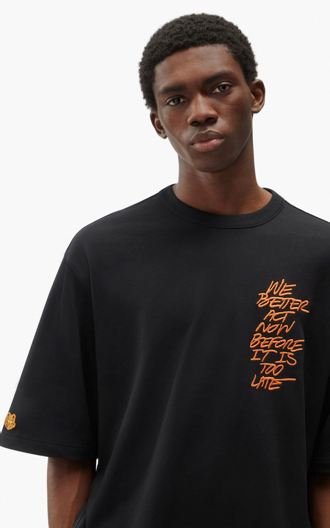 T Shirt Kenzo Homme We better act now oversize Noir YFCTH-9682